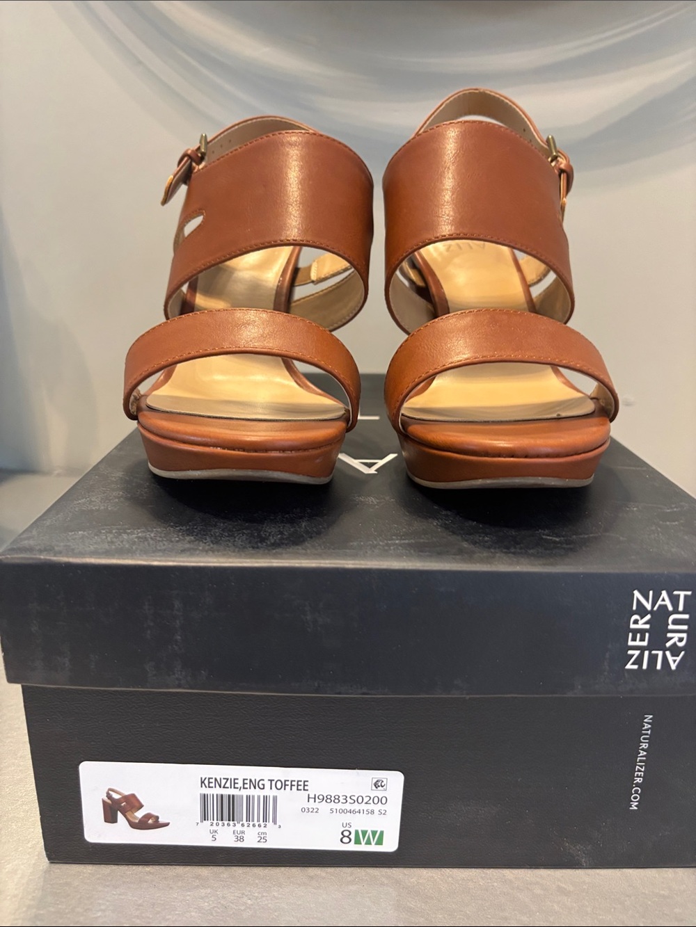 Naturalizer Kenzie Wedge Sandals in Toffee Brown